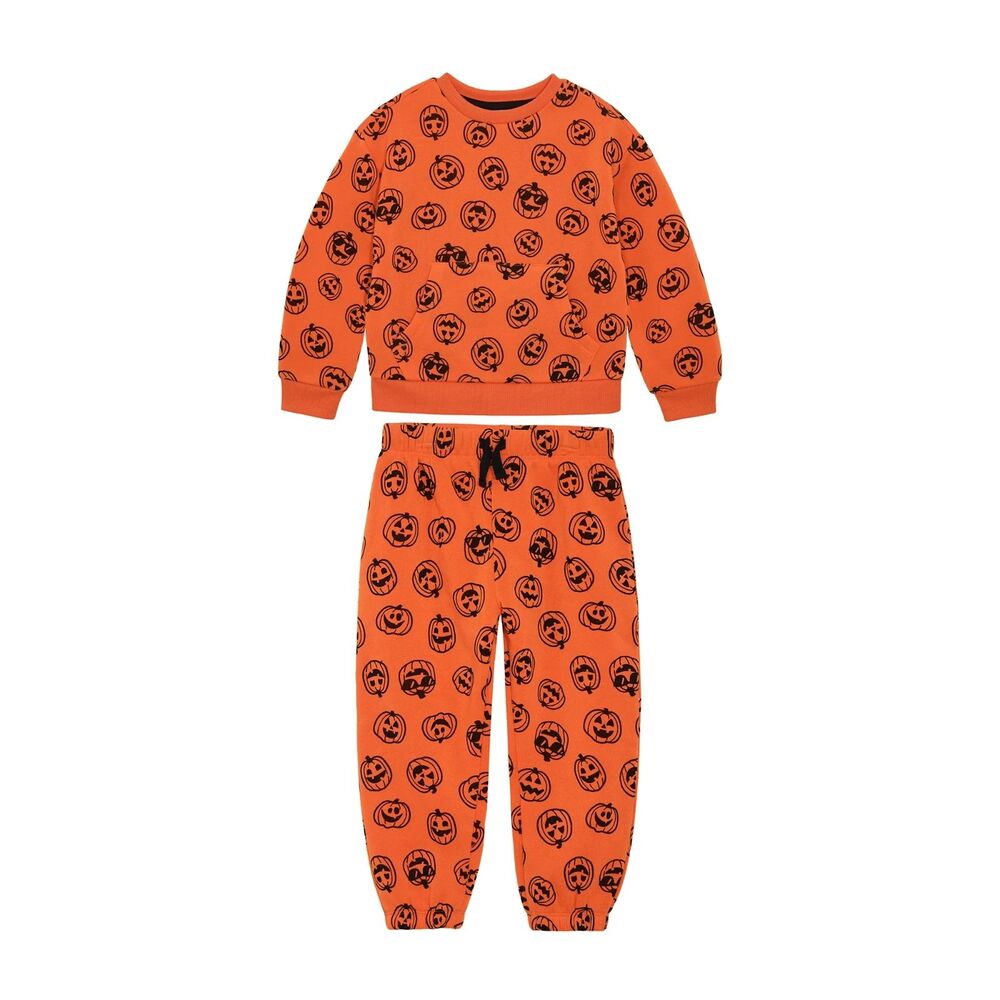 Way to Celebrate Halloween Pajamas 2 Piece Set Orange Jack-O-Lantern Size 5T